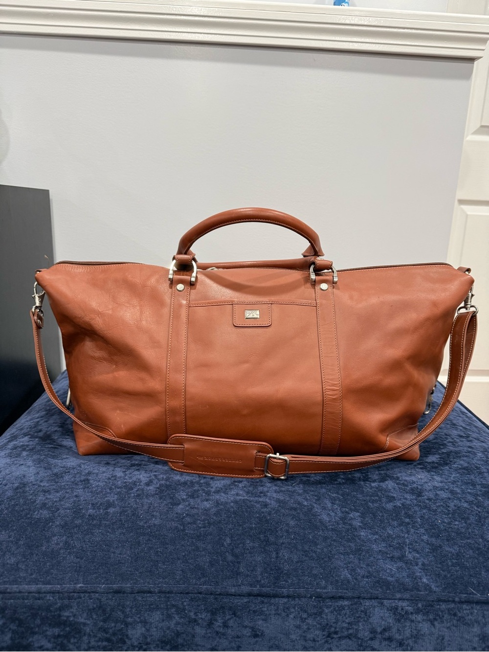 Cutter & Buck Chestnut Brown Leather Duffel with Detachable Strap